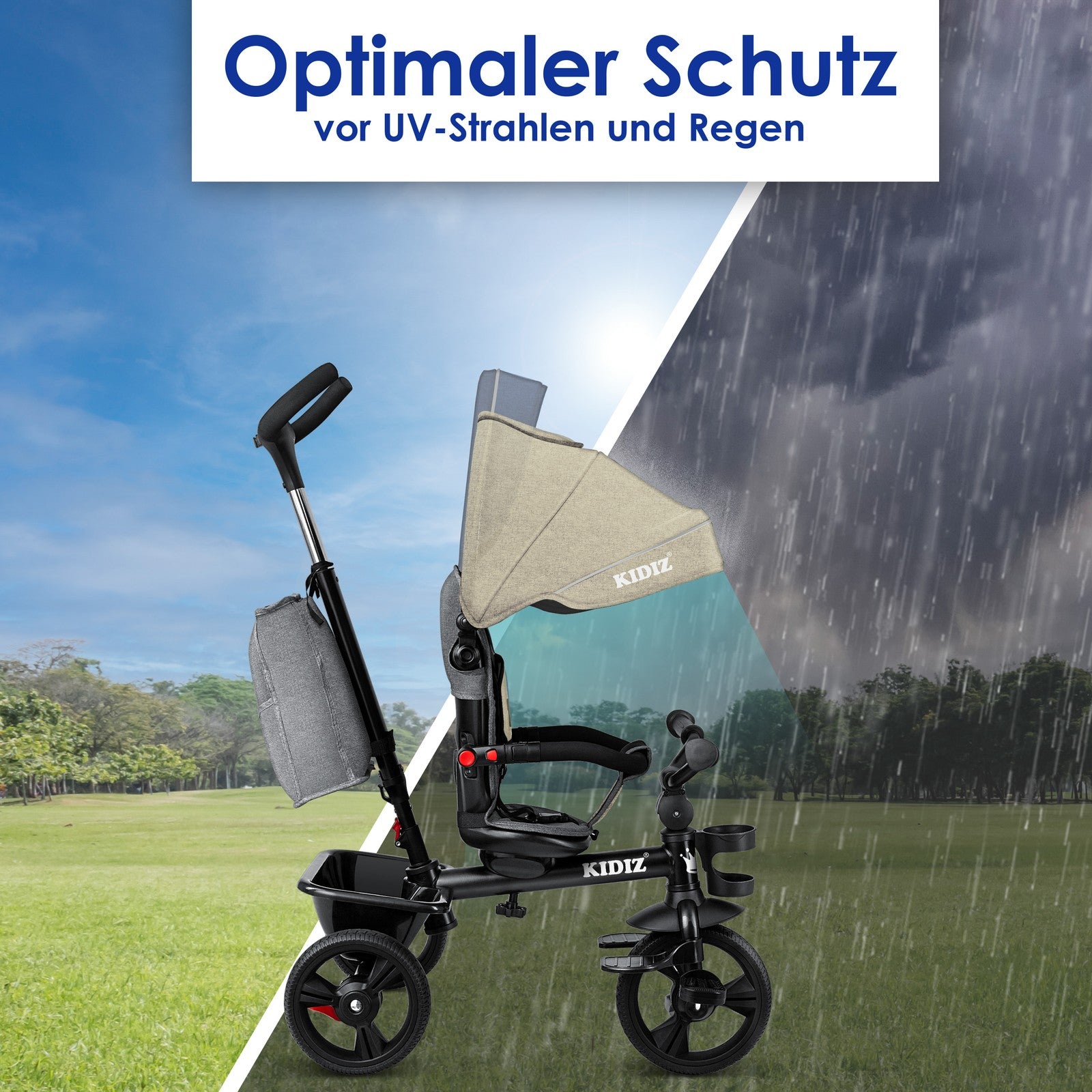 KIDIZ® Dreirad 5In1 Kinderdreirad Kinder Lenkstange Fahrrad Baby Kinderwagen
