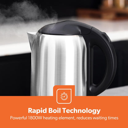 GEEPAS Wasserkocher Edelstahl Kabellos Kanne 1,8L Überhitzungsschutz
