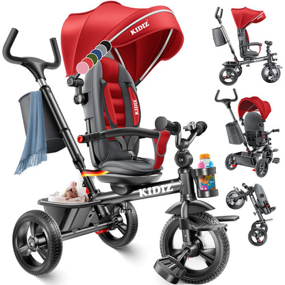 KIDIZ® Dreirad 5In1 Kinderdreirad Kinder Lenkstange Fahrrad Baby Kinderwagen