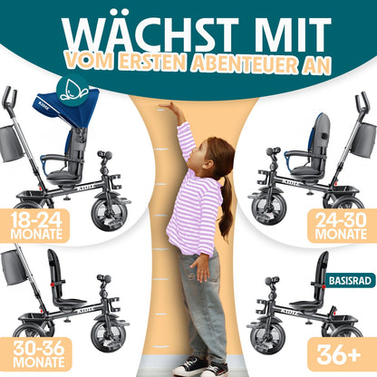 KIDIZ® Dreirad 5In1 Kinderdreirad Kinder Lenkstange Fahrrad Baby Kinderwagen