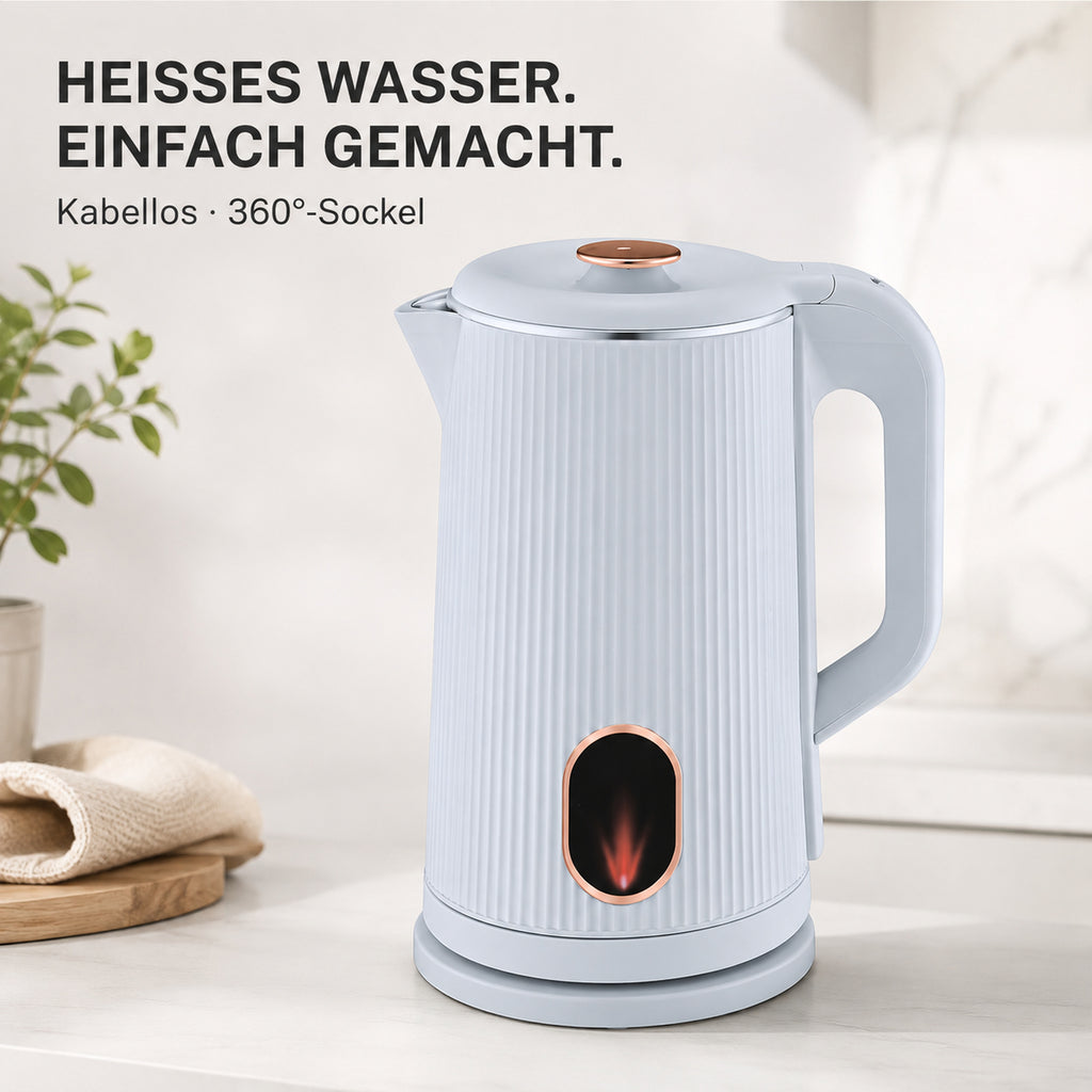 Kabelloser ACKILISS Wasserkocher mit 360-Grad-Sockel