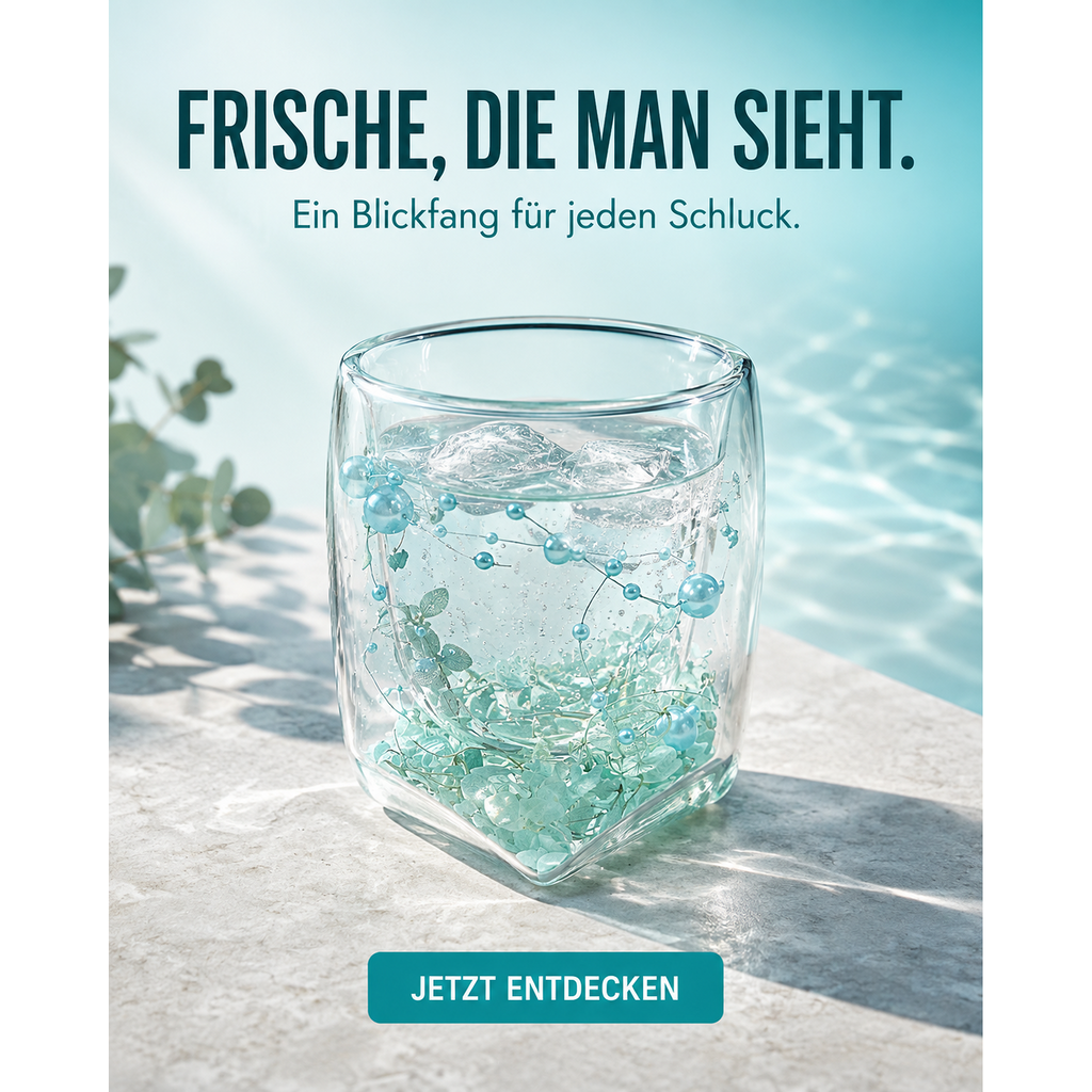 Dekoglas in Türkis – Marketingdesign
