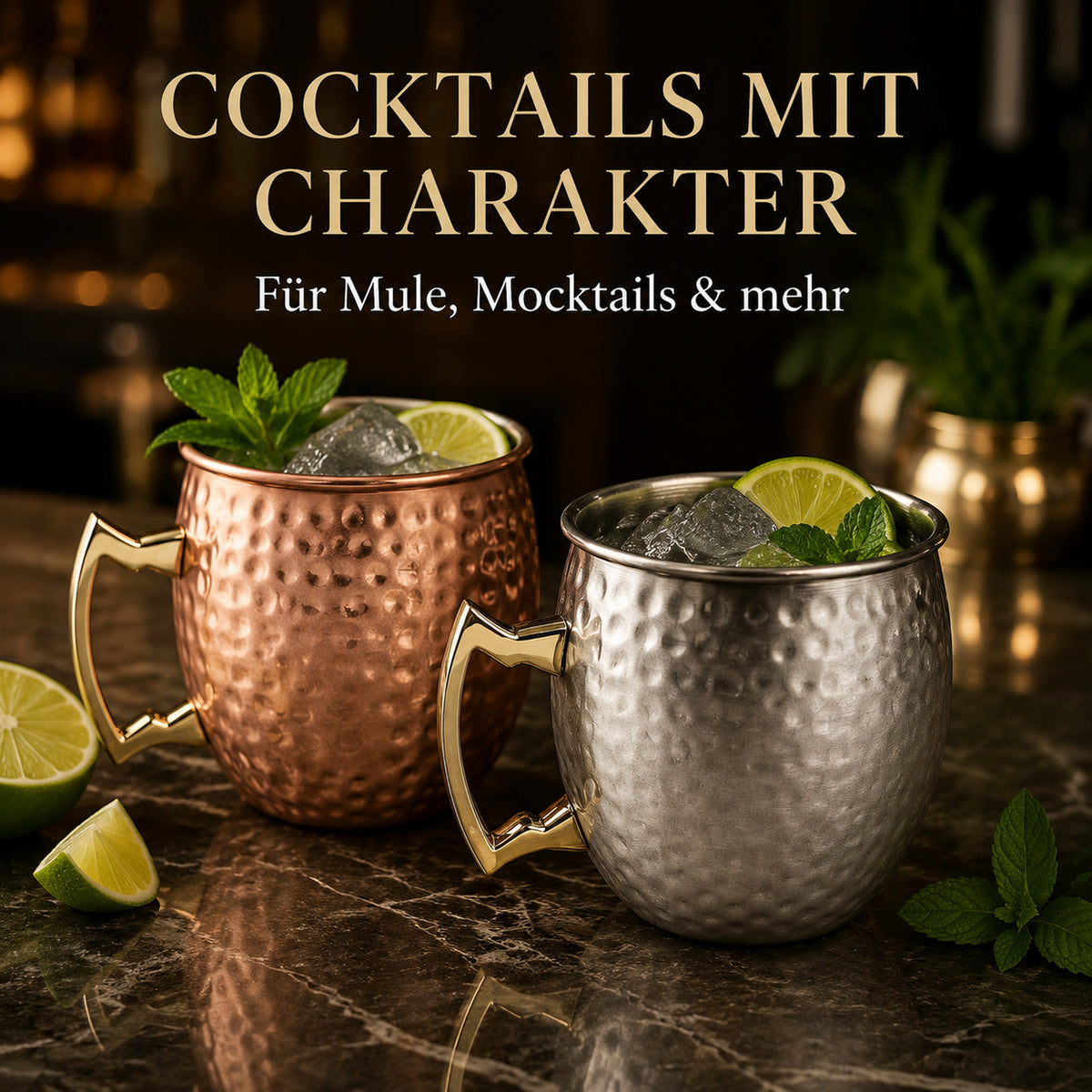 Cocktailbecher in Hammerschlagoptik für Mule und Mocktails