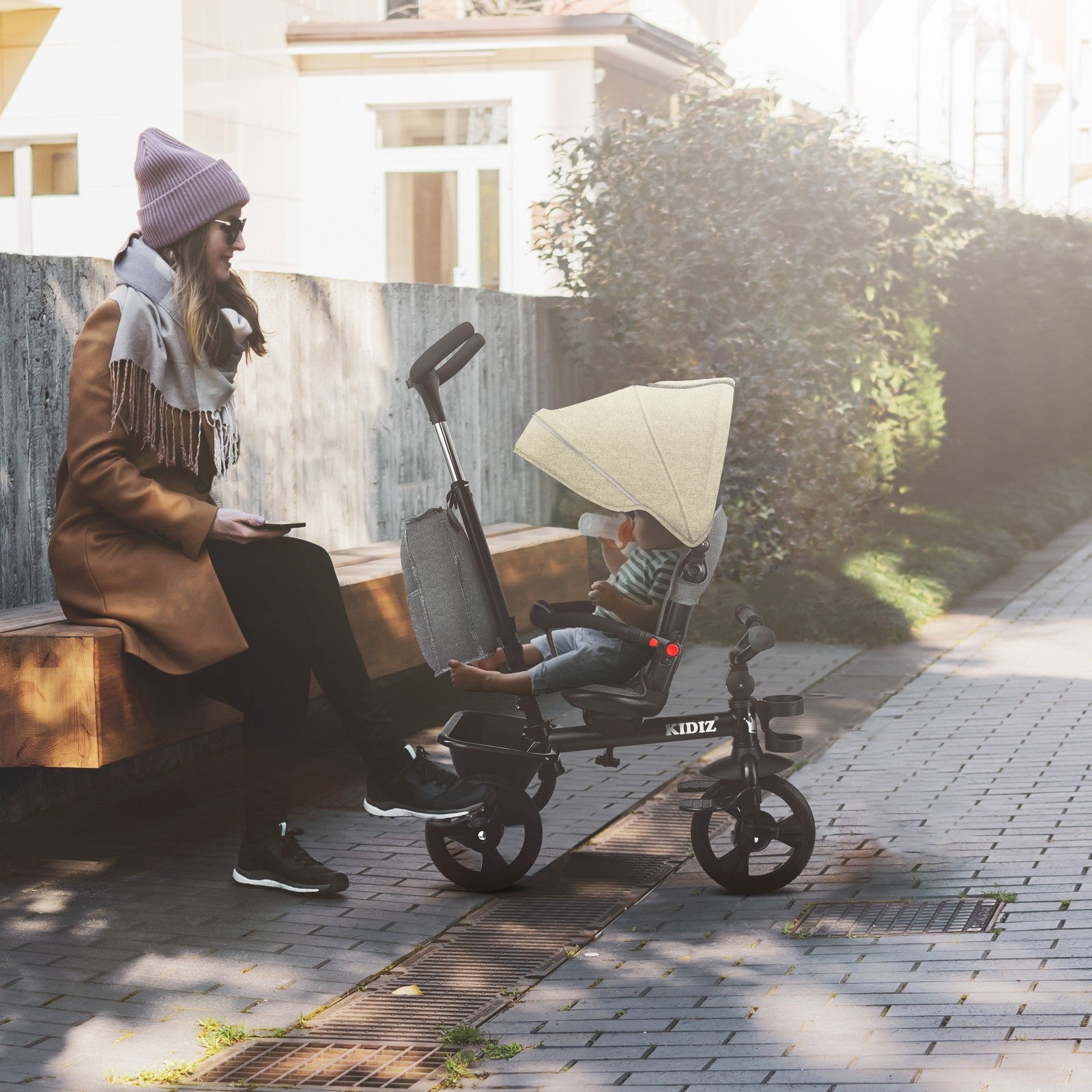 KIDIZ® Dreirad 5In1 Kinderdreirad Kinder Lenkstange Fahrrad Baby Kinderwagen