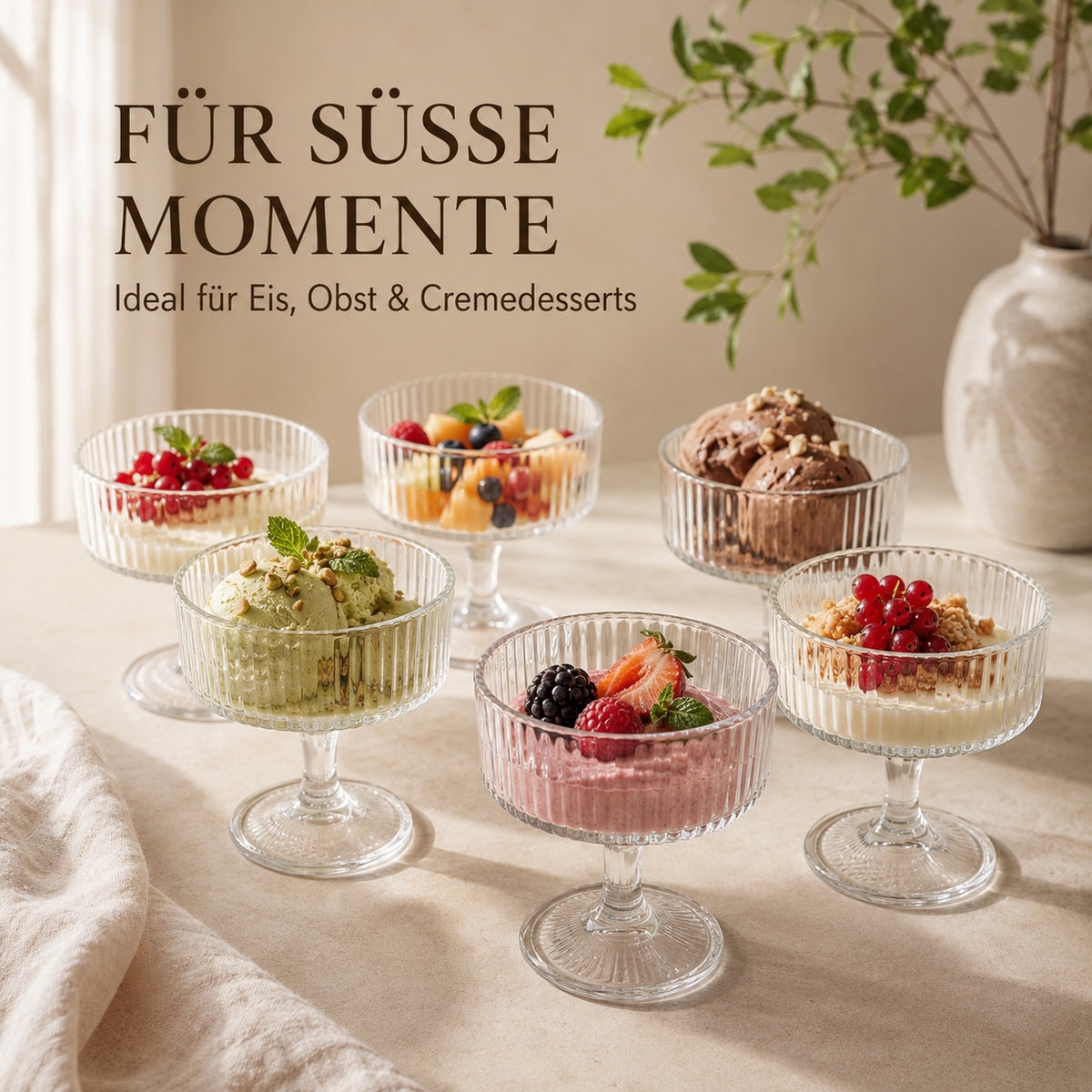 Dessertschalen für Eis, Obst und Cremedesserts