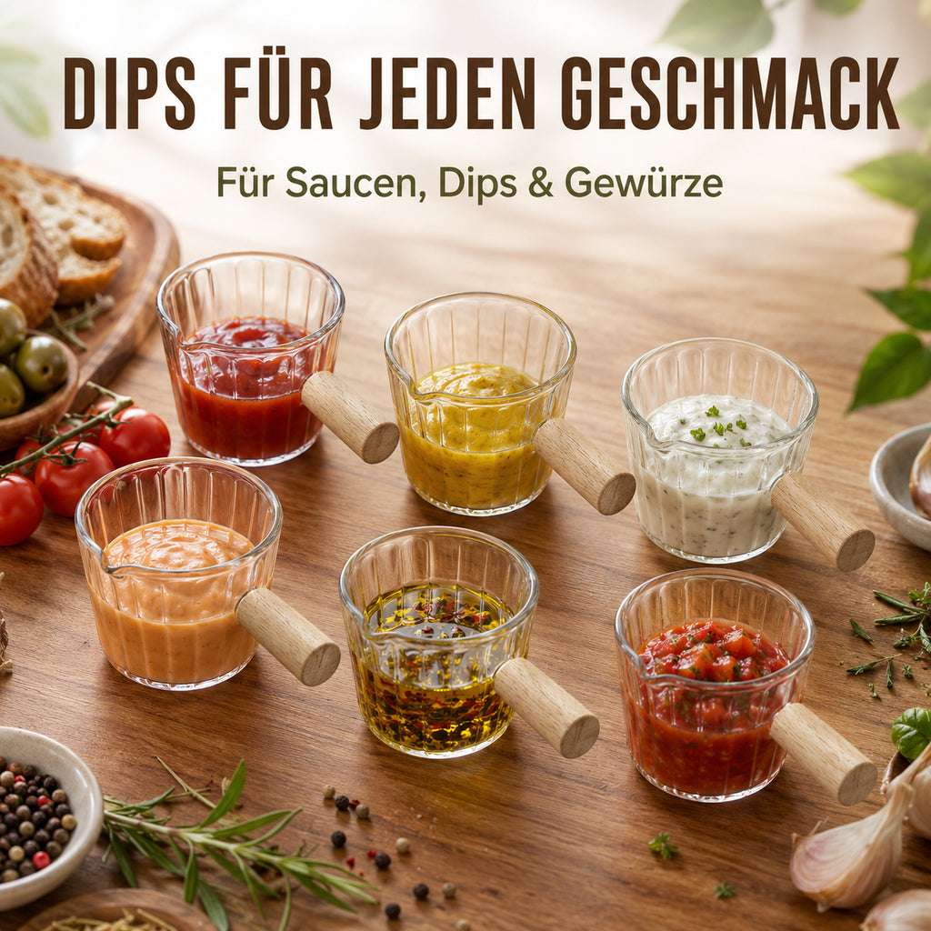 Sechs Saucenschälchen für Dips, Saucen und Gewürze