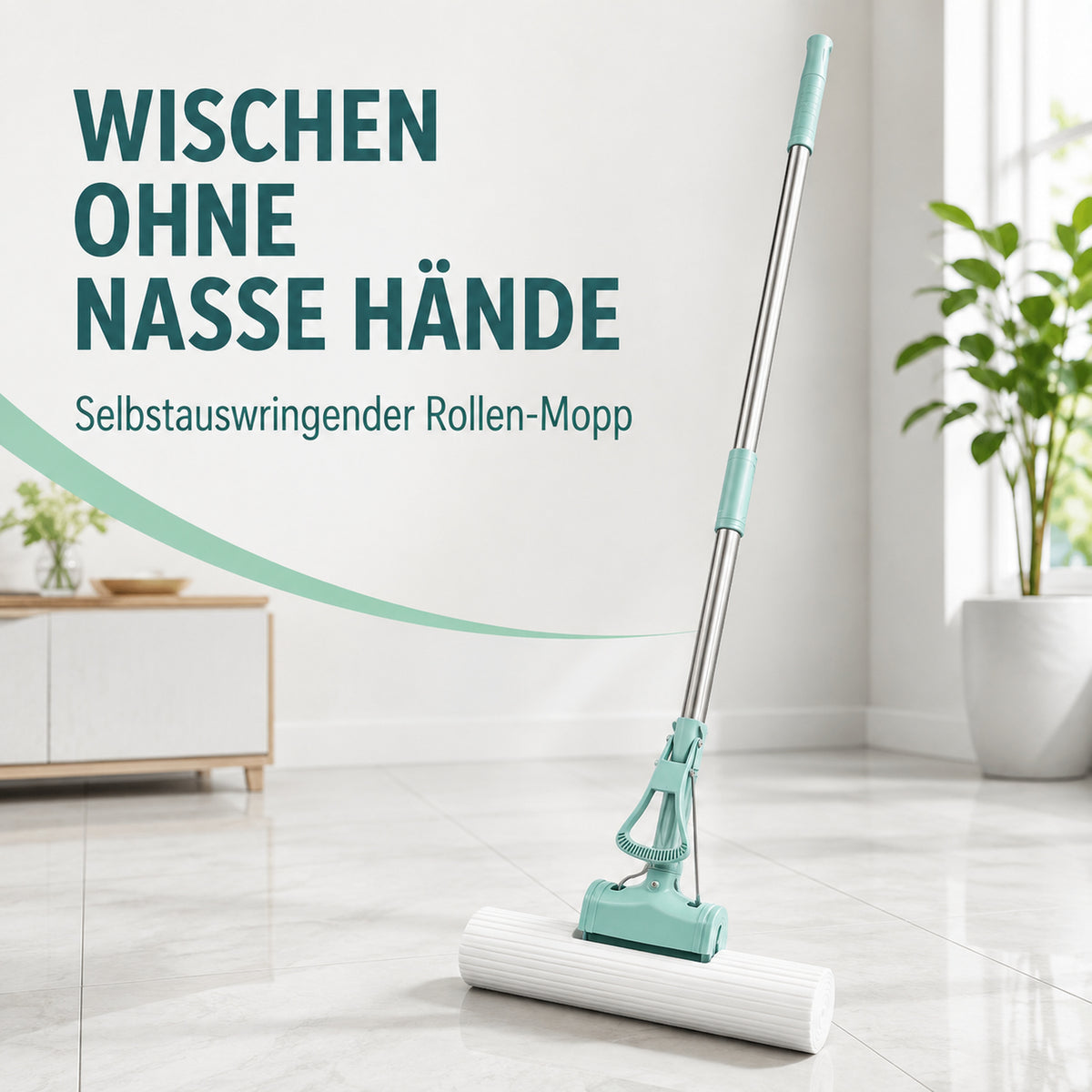 Selbstauswringender Rollen-Mopp für sauberes Wischen ohne nasse Hände