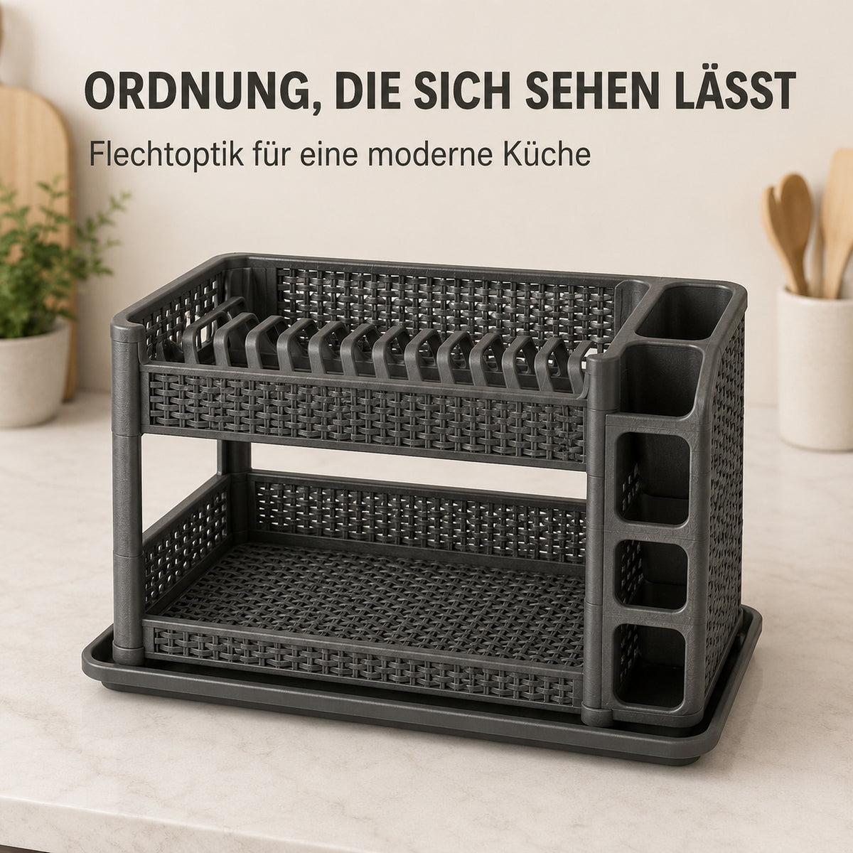SP-178 Geschirrständer in moderner Flechtoptik